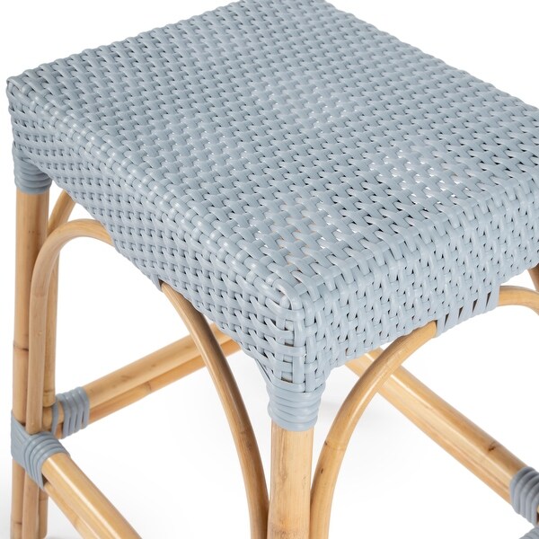 Offex Robias Transitional Twilight Blue Finish Backless Counter Stool - 17