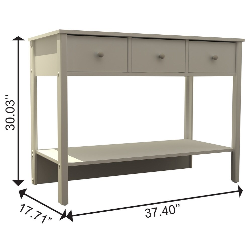 Boahaus Pierrefort Modern Console Table with Drawers  One Shelf  and Metal Knobs.