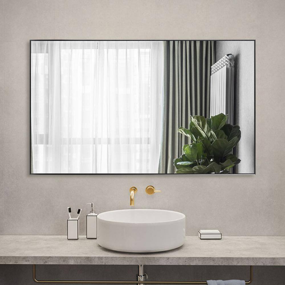 NEUTYPE 35 in. W x 59 in. H Large Rectangle Metal Framed Modern Wall Bathroom Vanity Mirror JJ00942AAF