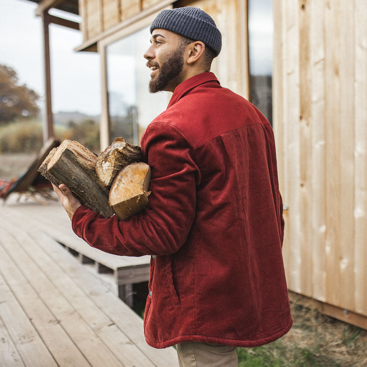 Kodiak Sherpa Lined Cord Overshirt - Russet Brown