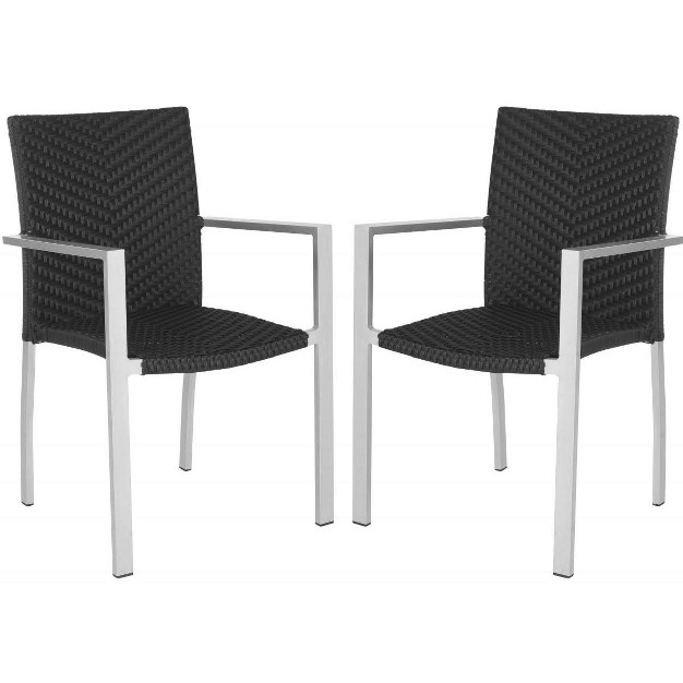 Cordova Stackable Arm Chair set Of 2 Black Safavieh