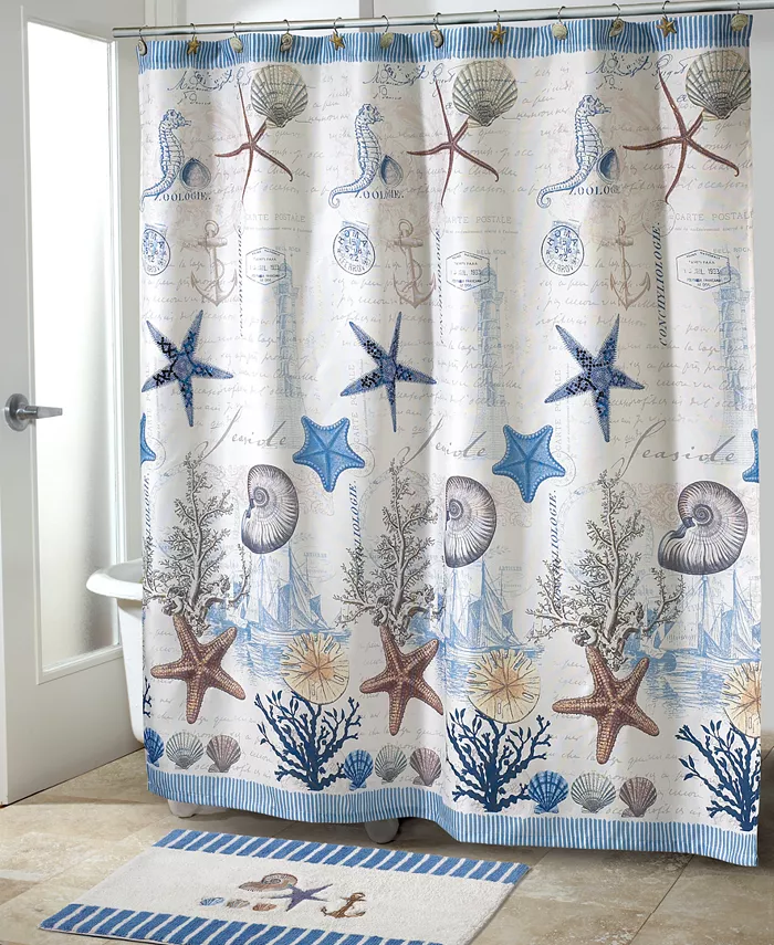 Avanti Antigua Starfish and Seashells Printed Shower Curtain 72 x 72