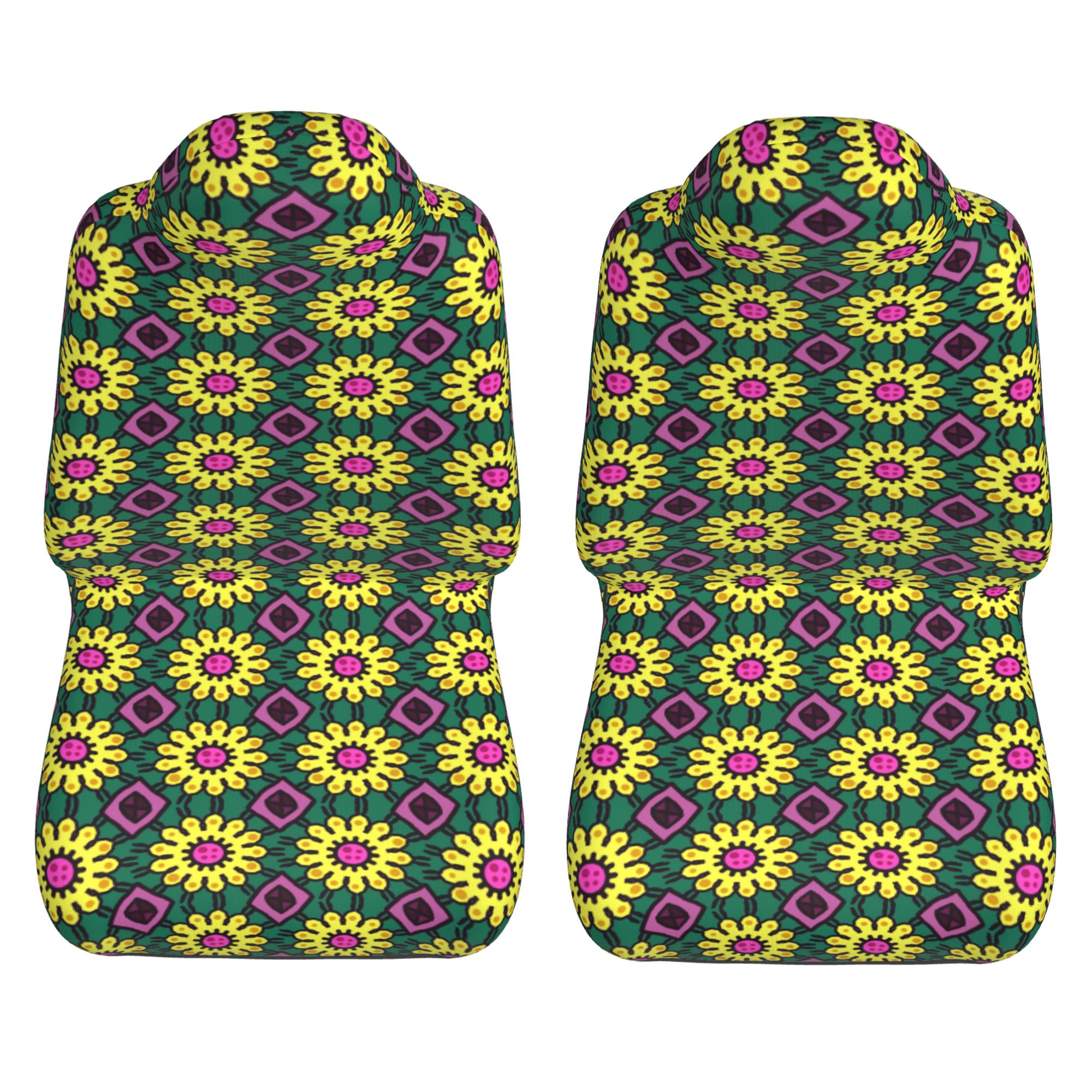 ZICANCN Car Seat Covers Front Seats Only，Retro Flower Decor Automotive Seat Covers Protectors for Cars Trucks Suv 2 Pack