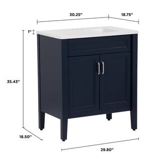 Home Decorators Collection Skylark 30.25 in. W x 18.75 in. D Bath Vanity in Blue with Cultured Marble Vanity Top in White with Integrated Sink B30X20154