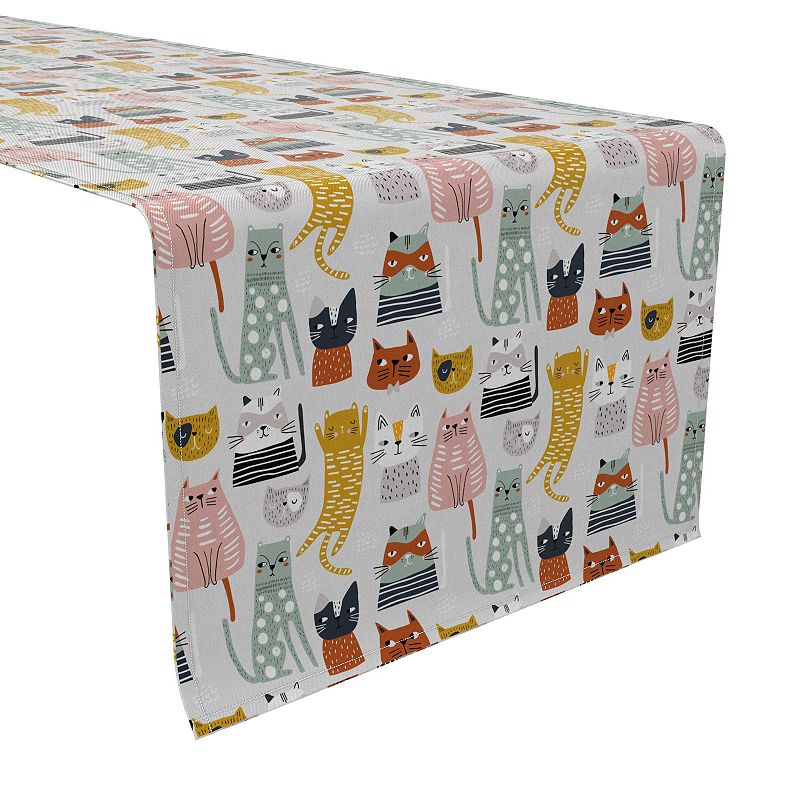 Table Runner， 100% Cotton， 16x108， Cats with Attitude