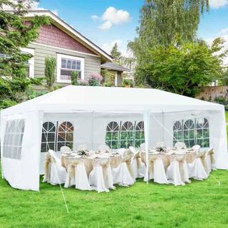 Costway 20 ft. x 10 ft. Heavy-Duty Canopy Party Wedding Tent Gazebo Cater Event with 6 Side Walls Carry Bag GHM0119WH