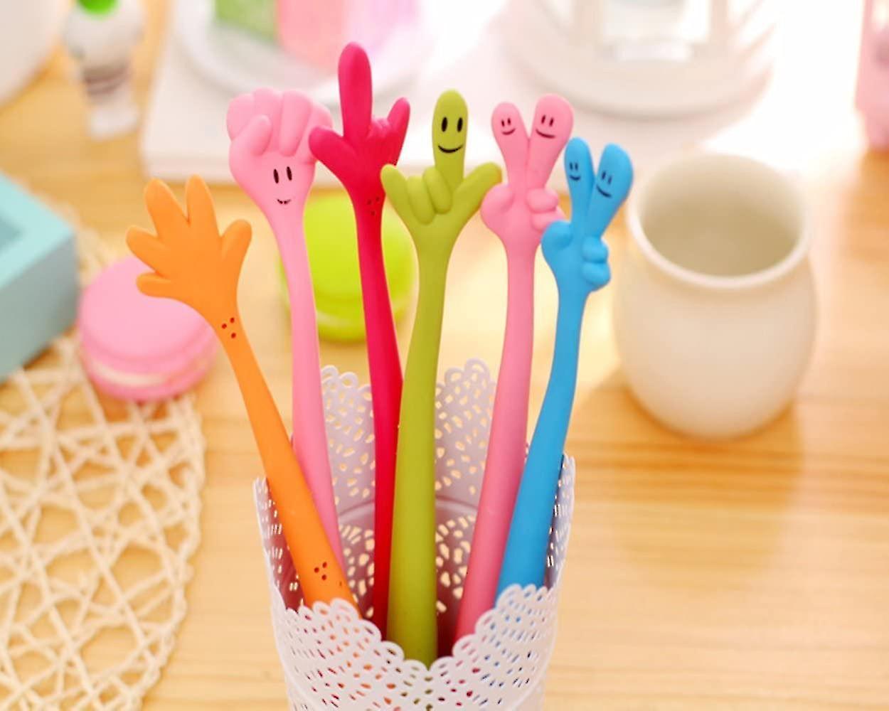 Funny Free Bending Hand Sign Ballpoint Pens For Student Gift 0.5 Mm Black Ink (18pcs) (di Man Jia)