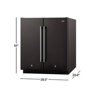 Summit Appliance 30 in. 5.4 cu. ft. Built-In Side by Side Refrigerator in Black Counter Depth FFRF3070B