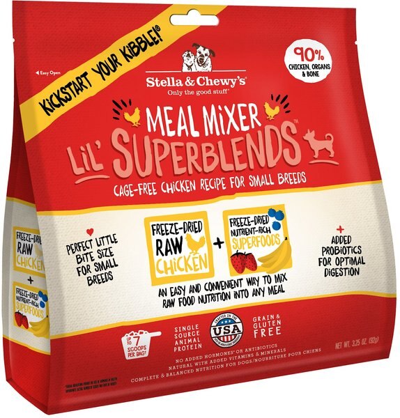 Stella and Chewy's Lil' SuperBlends Small Breed Cage-Free Chicken Recipe Meal Mixers Freeze-Dried Raw Dog Food Topper