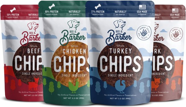 Beg and Barker The Farmyard and Pasture Variety Whole Chicken Turkey and Beef Chips Natural Single Ingredient Dog Treats