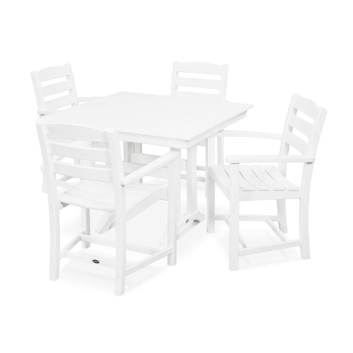 Polywood La Casa Café 5-Piece Farmhouse Trestle Arm Chair Dining Set PWS437-1