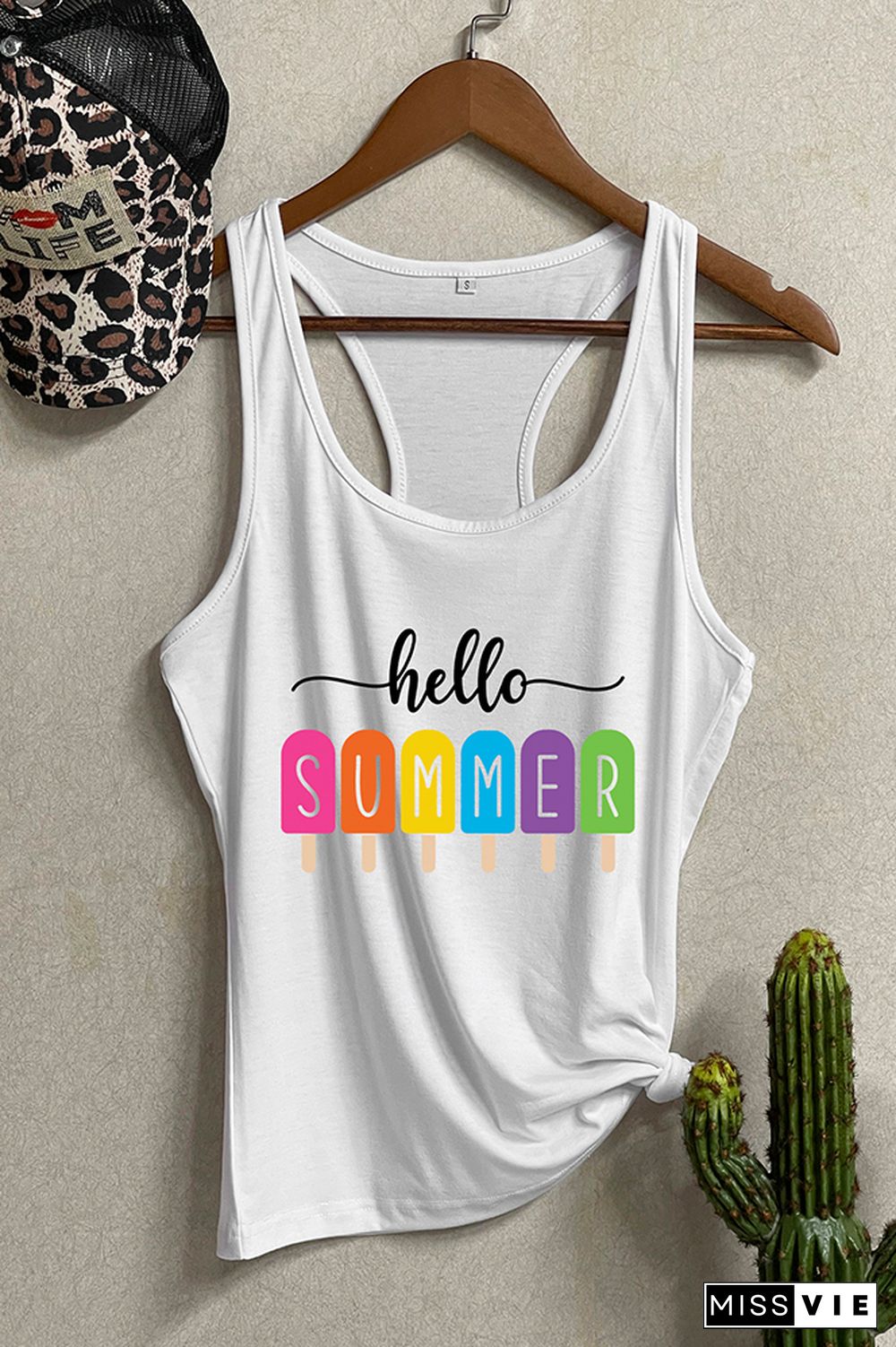 Hello Summer Graphic Tank Top Wholesale