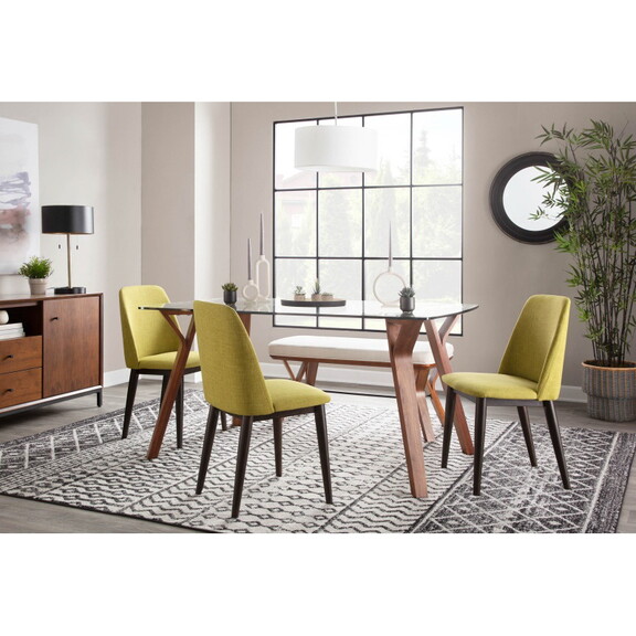 Tintori Contemporary Dining Chair in Green Fabric ...