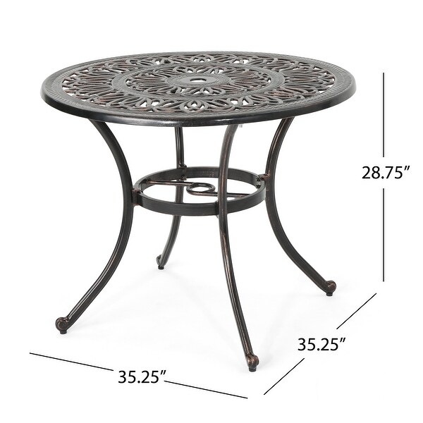 Tucson Outdoor Round Cast Aluminum Dining Table by Christopher Knight Home