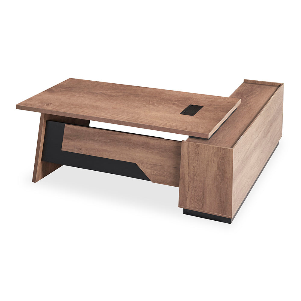 SUTTON Executive Desk with Left Return 180-200cm - Warm Oak & Black