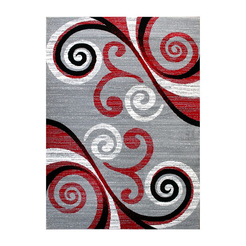 Masada Rugs Masada Rugs Stephanie Collection 8'x10' Area Rug with Modern Contemporary Design in Red， Gray， Black and White - Design 1100