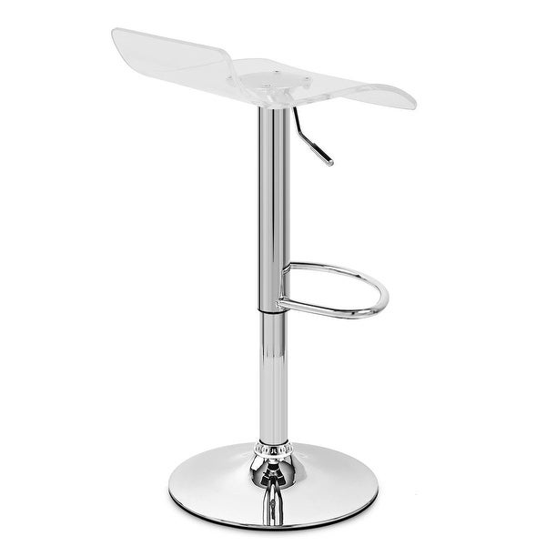 Acrylic Stool with Adjustable Height， Stainless Steel Base， Set of 4