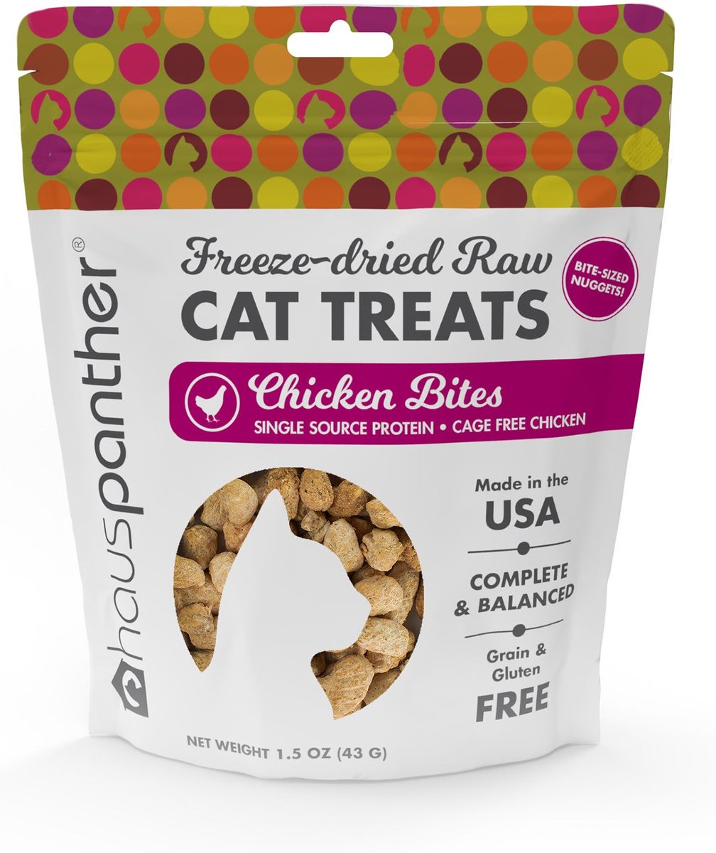 Hauspanther Chicken Bites Nuggets Freeze-Dried Raw Cat Treats， 1.5-oz bag