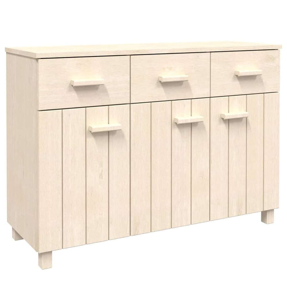 vidaXL Sideboard Bar Buffet Console Cabinet with Drawers HAMAR Solid Wood Pine   44.5\