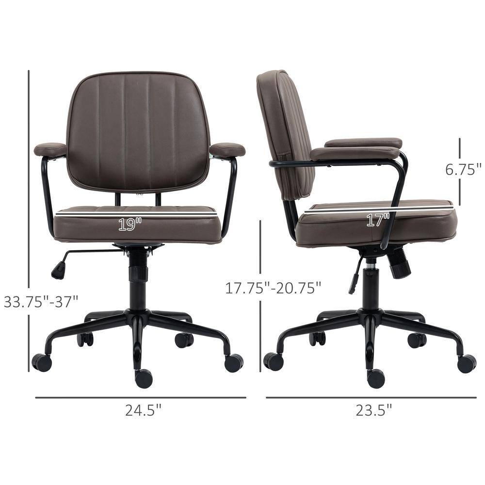 Vinsetto Light Brown Microfiber Cloth Home Office Chair, Desk Chair with Swivel Wheels, Adjustable Height, and Tilt Function 921-640V00LR