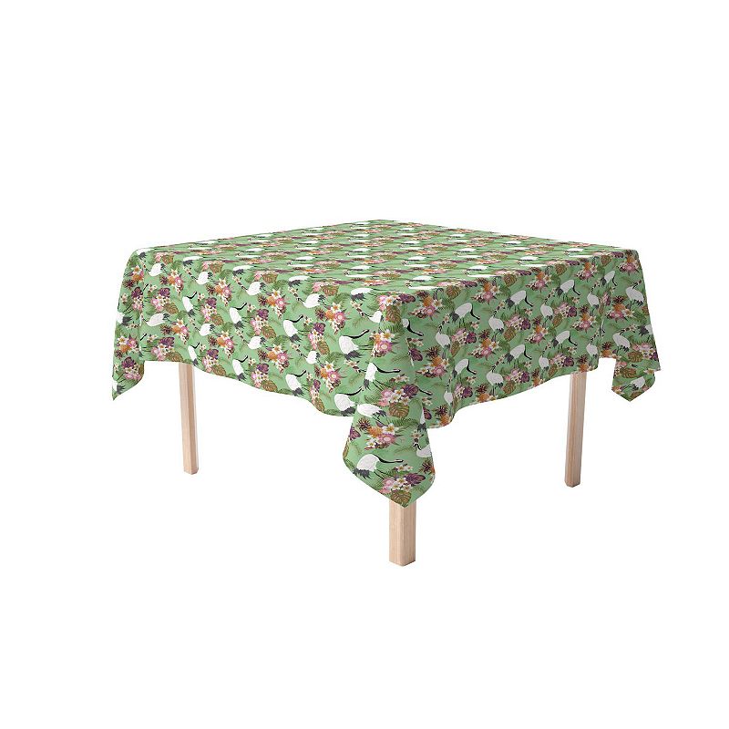 Square Tablecloth， 100% Polyester， 54x54， Japanese Crane and Flowers