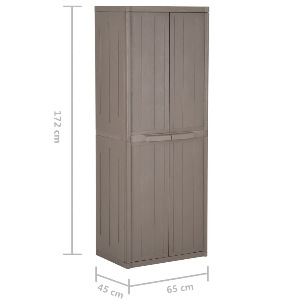 vidaXL Outdoor Cabinet Garden Storage Unit Shed with Shelves PP Wood Look