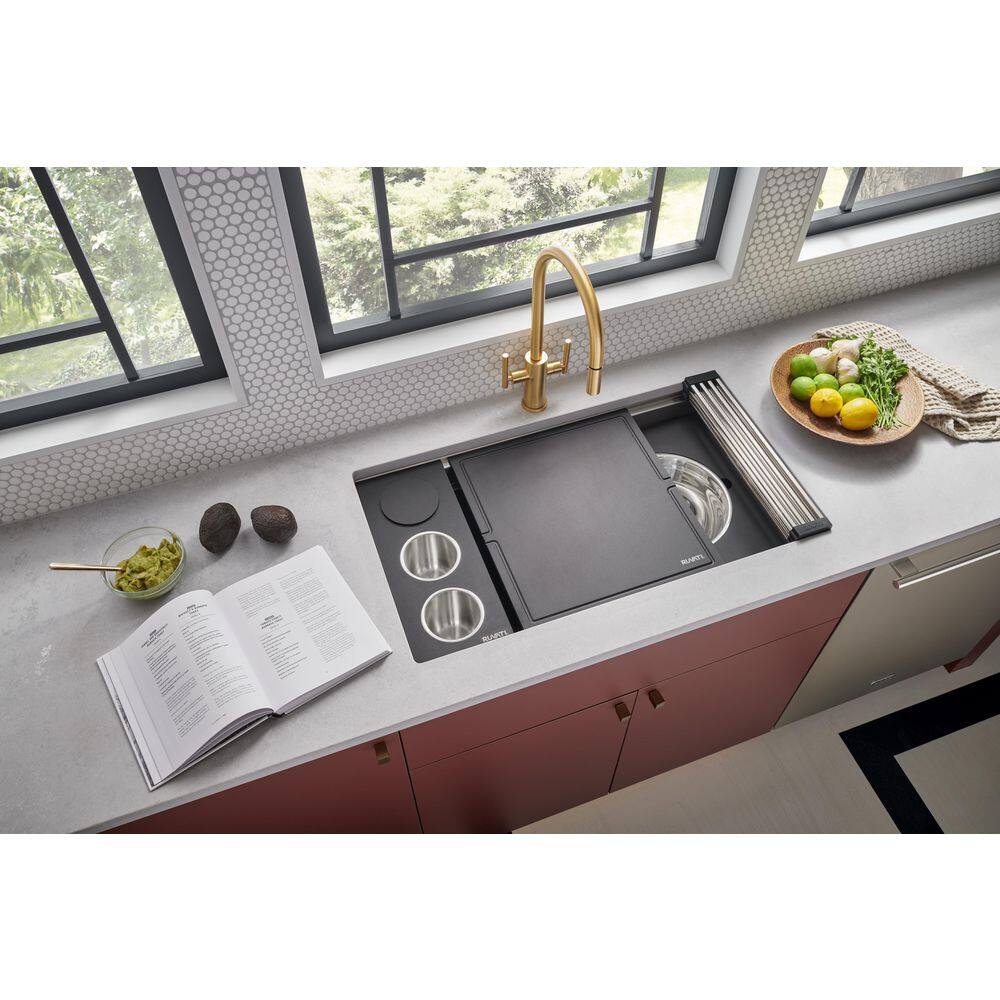 Ruvati 33-inch Workstation Two-Tiered Ledge Kitchen Sink Undermount 16 Gauge Stainless Steel RVH8224