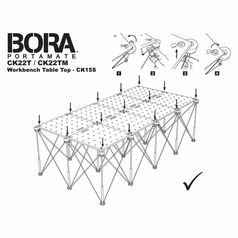 BORA Centipede 24 in. x 48 in. Workbench Top for Sawhorse with 3/4 in. Dog Holes and#8211; XDC Depot