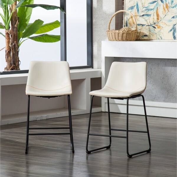 Carbon Loft Inyo Vintage PU Leather Counter-height Stools (Set of 2)