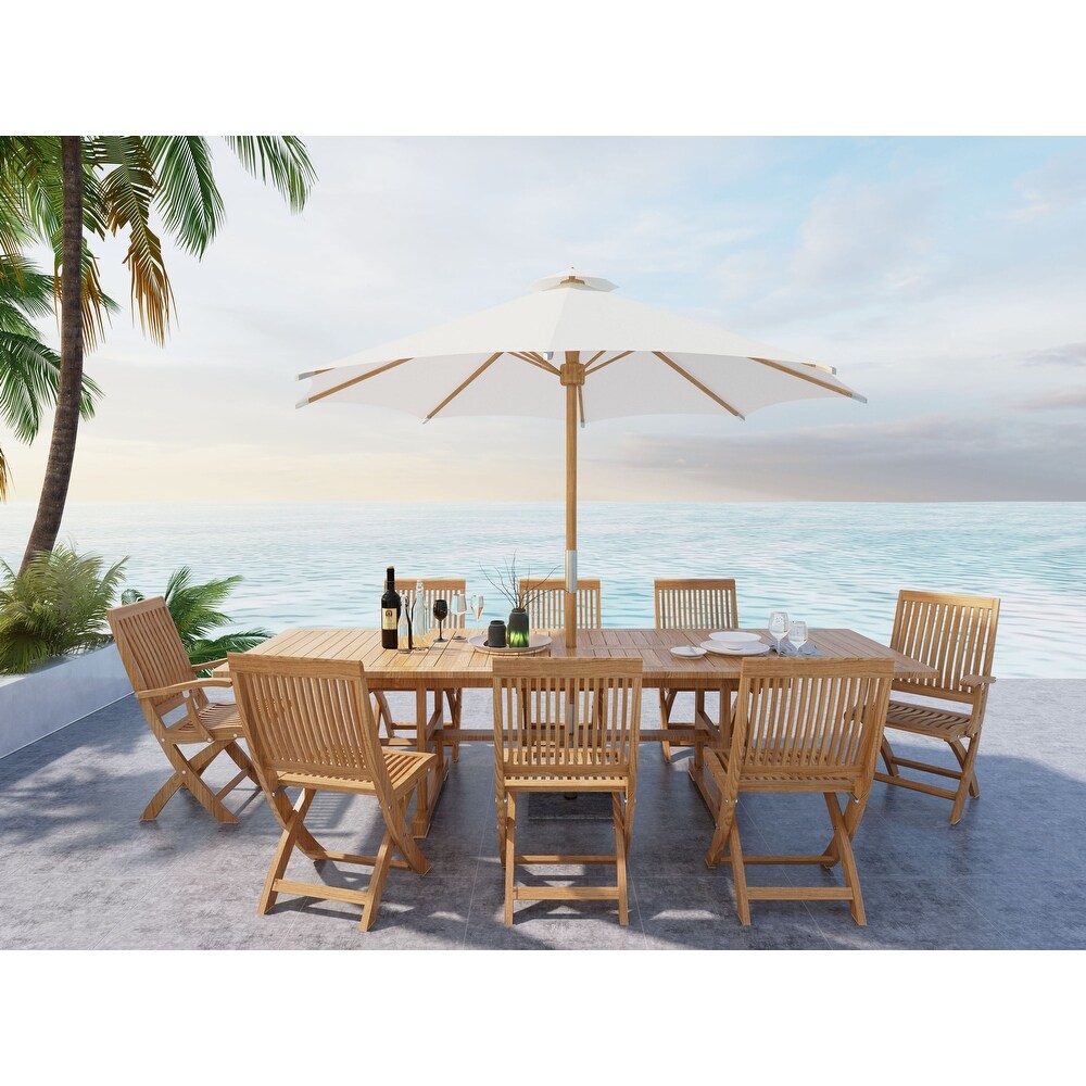 Olivier Rectangular Teak Outdoor Dining Table with Double Extensions   39.5 x 29.5 x 118