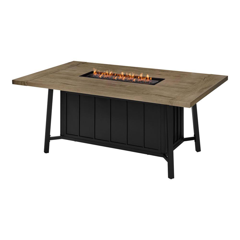 Home Decorators Collection Wenmare 40 in. x 28.50 in. Rectangular Steel Propane Gas Brown Fire Pit Table FHTS80323