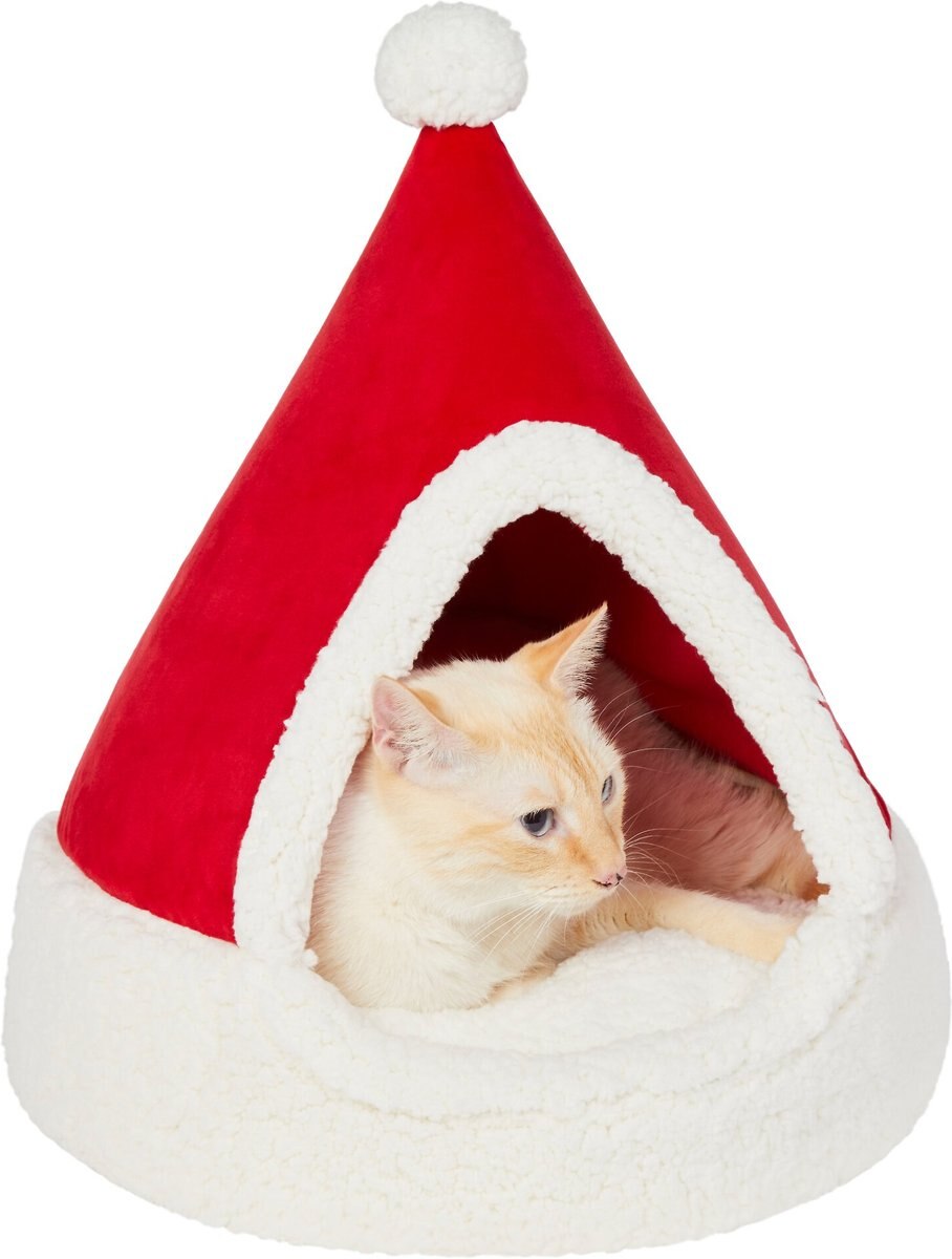 Frisco Holiday Dog and Cat Santa Hat Cave Bed