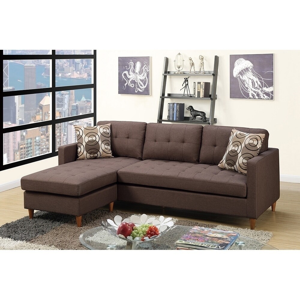 Reversible Sectional Sofa Set with 2 Accent Pillows