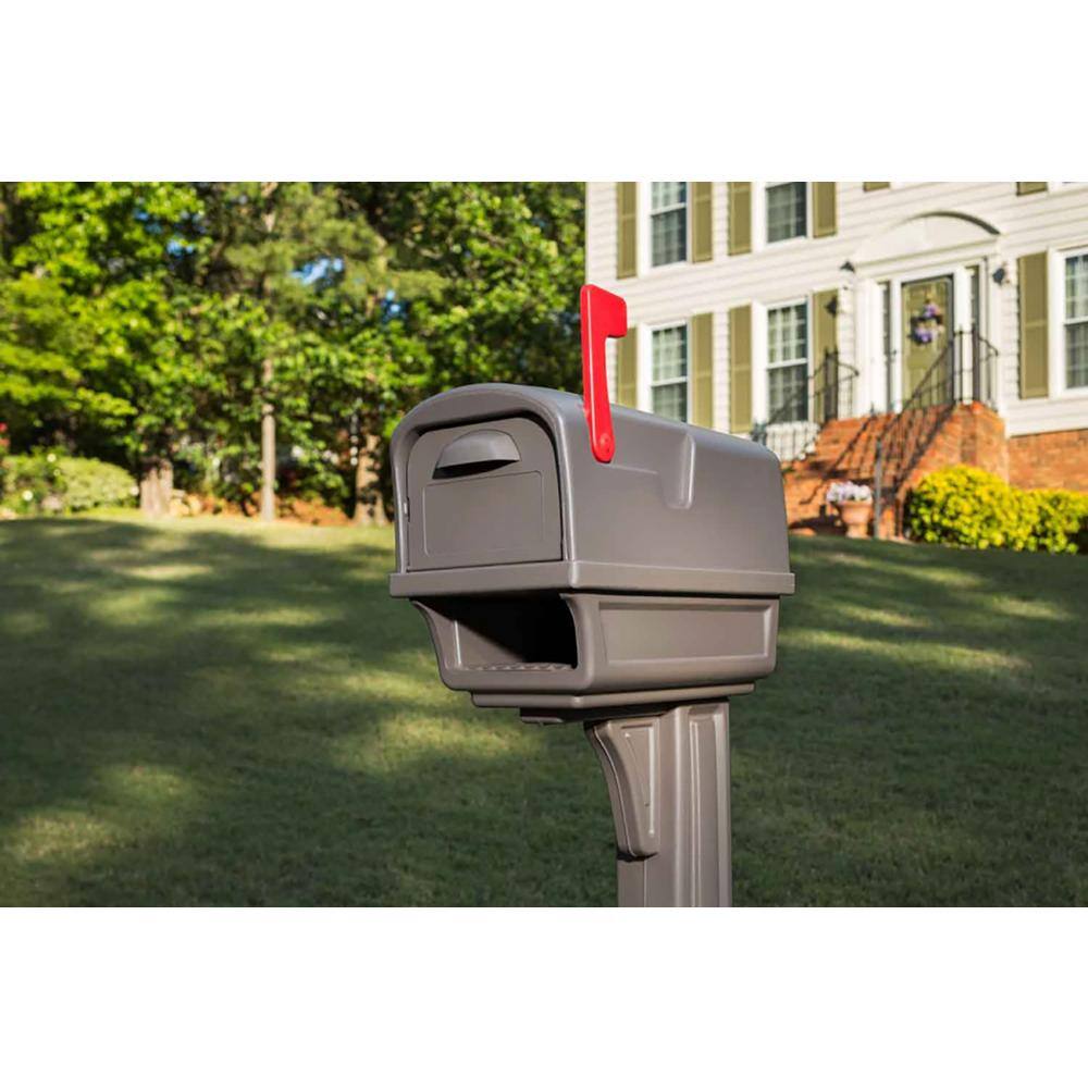 Architectural Mailboxes Gentry Mocha Medium Plastic All-in-One Mailbox and Post Combo GGC1M00AM