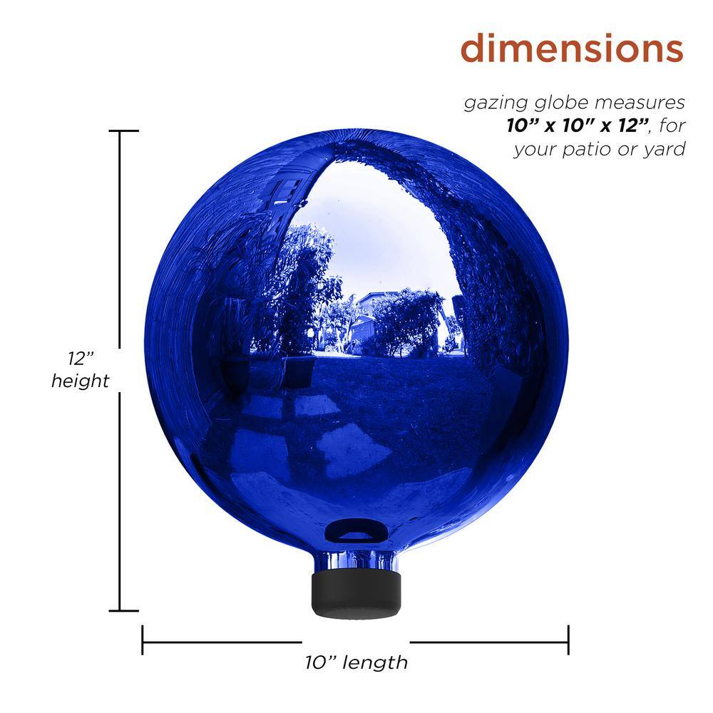 Alpine Corporation 10 in. Dia Indoor/Outdoor Glass Gazing Globe Festive Yard Decor, Blue GLB292BL