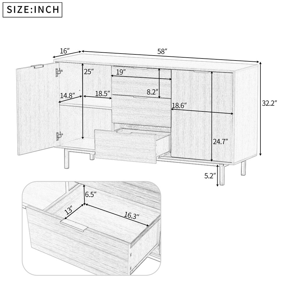 Sideboard Particleboard with Wood Grain Stickers