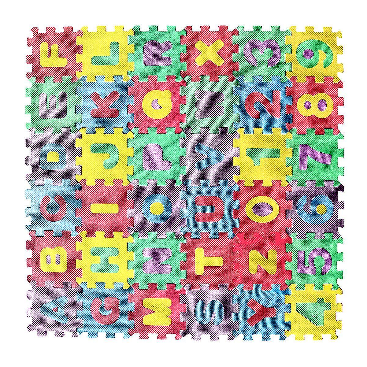 36 Pieces Children's Number Alphabet Mat Puzzle Floor Mat Carpet Bedroom Mat Educational Toys 12*12cm