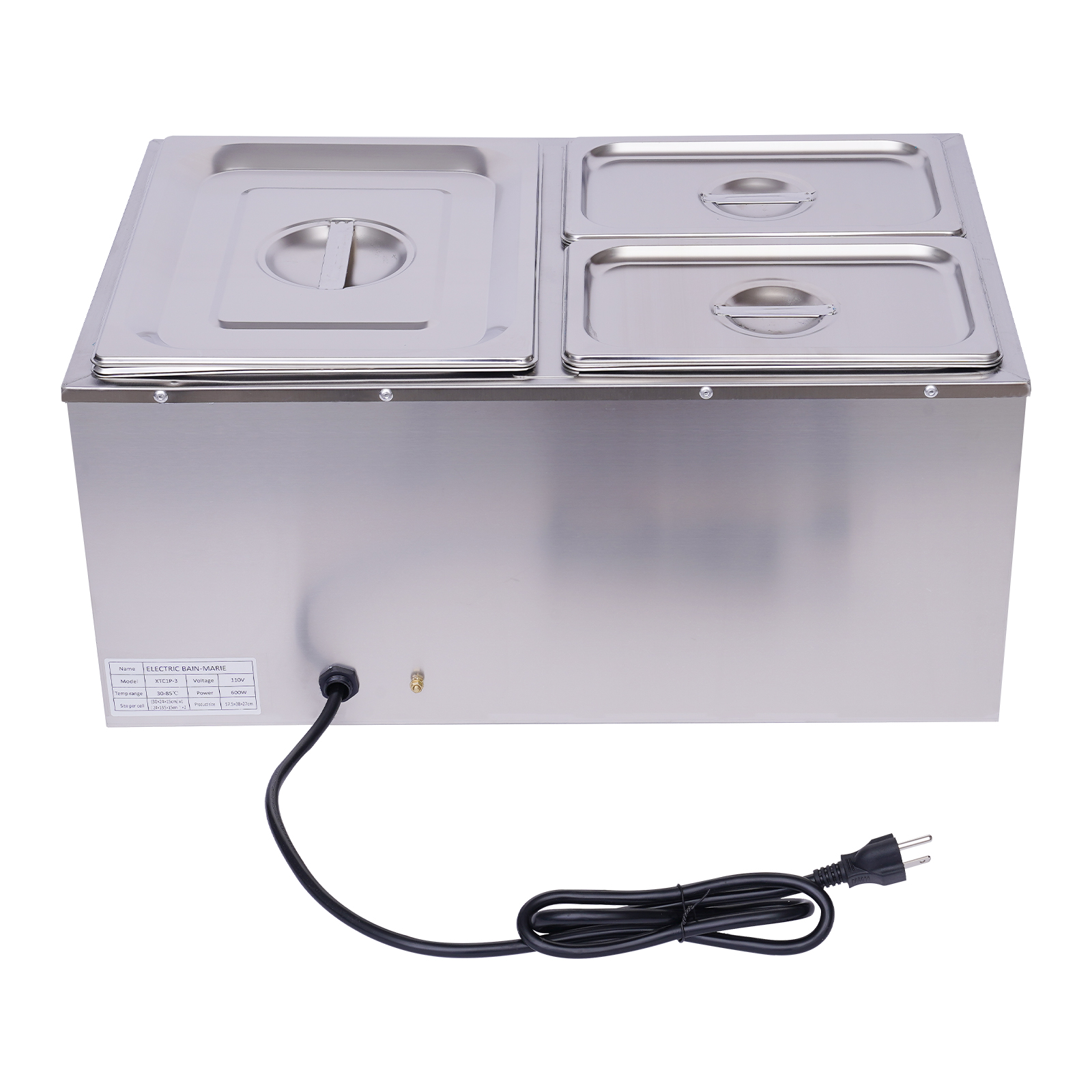 3/4/5/6 Pan Stainless Steel Food Warmer， Countertop Buffet Restaurant Commercial Soup Warmer with Lids