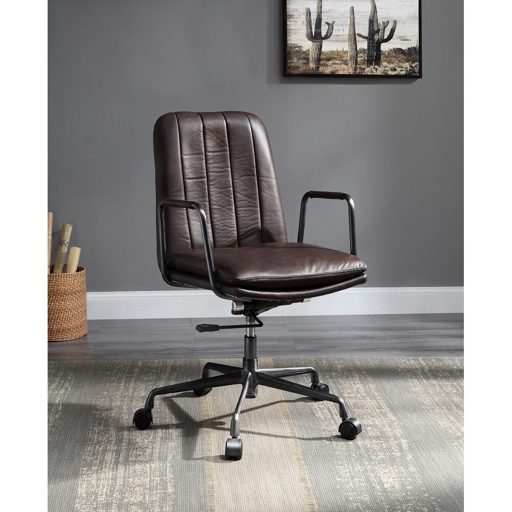 PU Leather Swivel Executive Chairs Adjustable Height Ergonomic Chairs Industrial Arm Chairs with Metal Base for Living Room