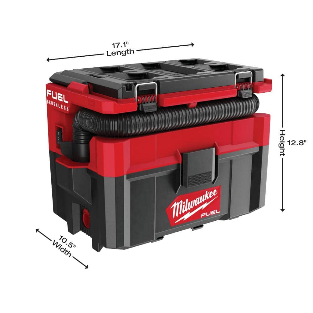 Milwaukee M18 FUEL PACKOUT 18-Volt Lithium-Ion Cordless 2.5 Gal. Wet/Dry Vacuum (Vacuum-Only) 0970-20