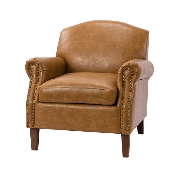 Giampiero Transitional Faux Leather Arm Chair with Nailhead Trim by HULALA HOME