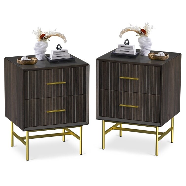 Modern Two Drawers Wood Nightstands (Set Of 2)