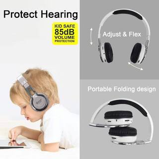 CONTIXO KB2600 Kid Safe 85db Foldable Wireless Bluetooth Headphone Built-in Microphone Micro SD Music Player (White) KB-2600 White