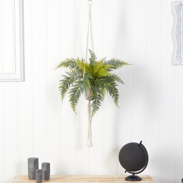 25 Fern Hanging Artificial Plant in Decorative Basket