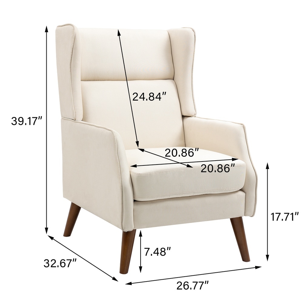 Modern High Back Cotton Linen Accent Chair