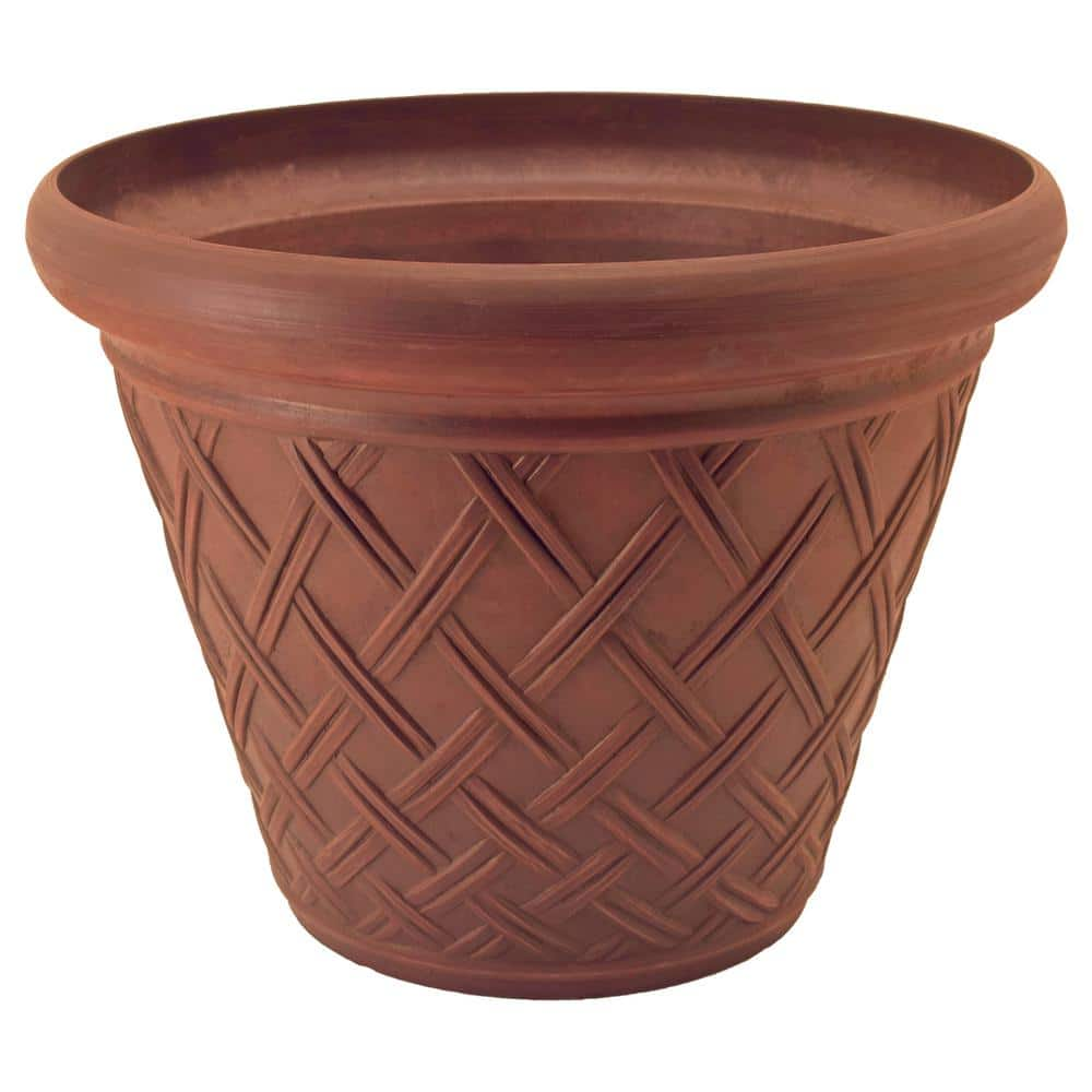 Arcadia Garden Products Basket Weave 18 in. x 14 in. Terra Cotta PSW Pot MB46TC