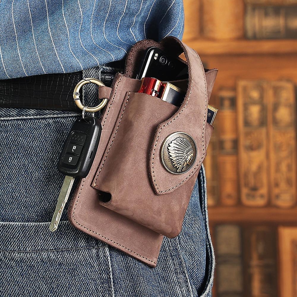 Tool Organizer Multifunctional Leather Mobile Phone Bag Vintage Leather Belt Waist Bag Men Holster Portable Key Holder