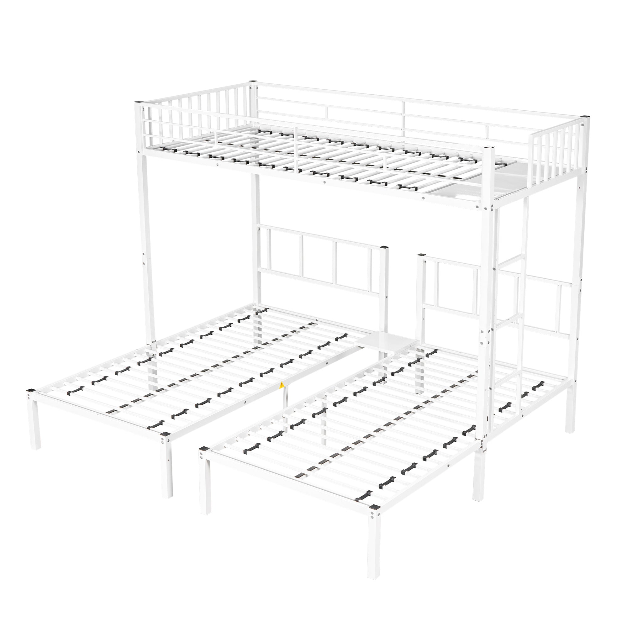 Bellemave Metal Triple Bunk Bed with Ladder, Twin over Twin over Twin Bunk Bed for Kids, Boys & Girls in Bedroom, Convert into 3 Twin Bed, White