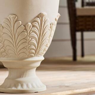 Vigoro 17 in. Hancock Large Antique White Plastic Urn Planter (17 in. D x 19 in. H) AC17DEAW