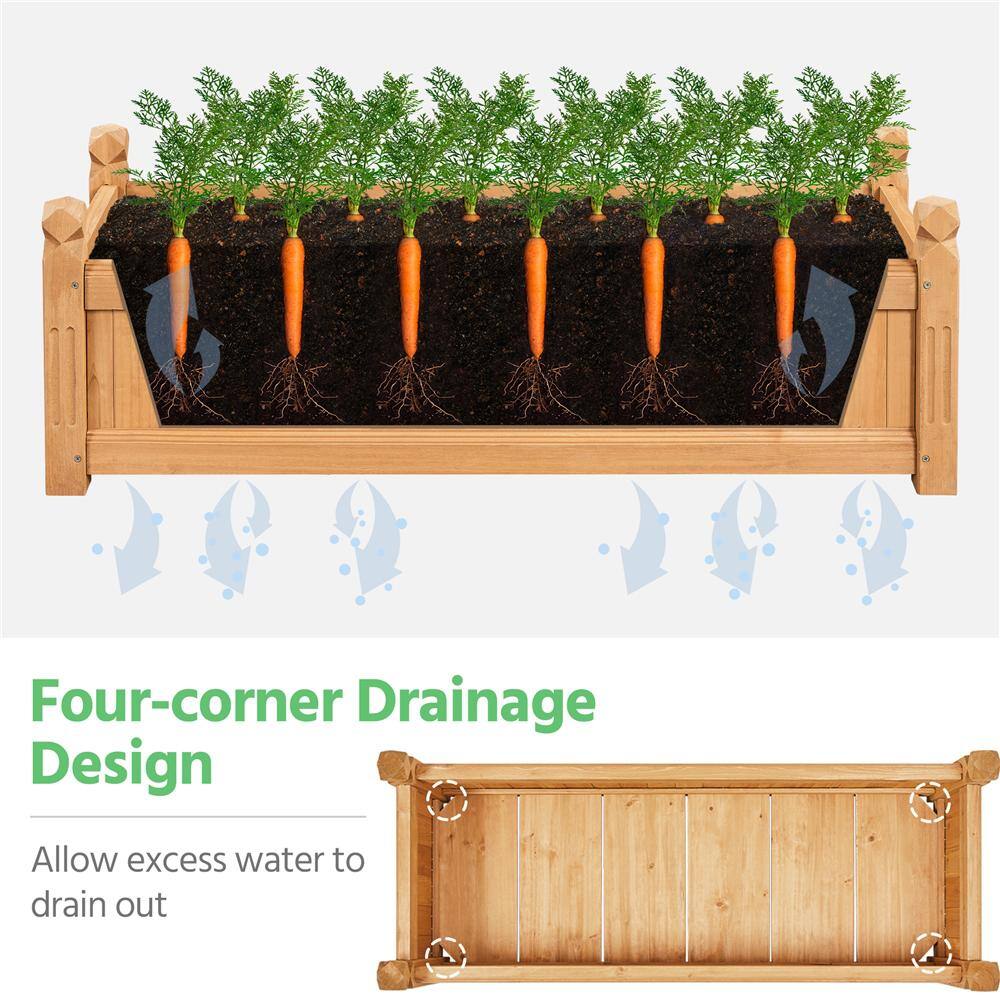 Yaheetech 43.5 in. L x 16 in. W x 14 in. H Wooden Raised Garden Bed Planter Box for PatioYardGreenhouse Light Brown DY13wj0001